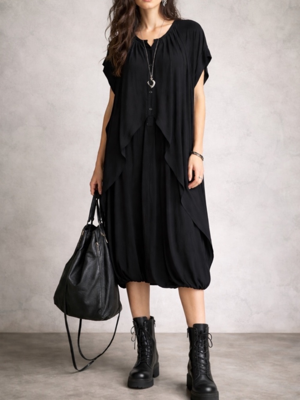 Eryn Brinie Black Lagenlook Bubble Dress S  Layered Avant Garde Artsy Gothic
